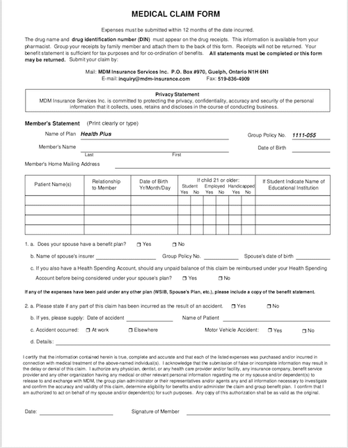 Medical Claim Form